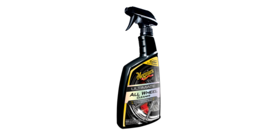 A black spray bottle of Meguiar's® Ultimate All Wheel Cleaner.
